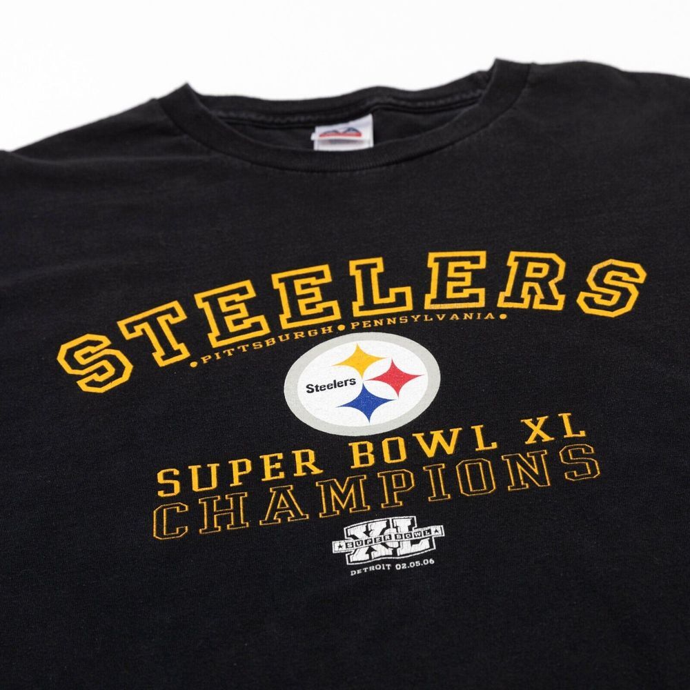 Vintage Pittsburgh Steelers‎ Long Sleeve T Shirt Super Bowl Champions 2005 XL